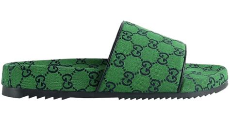 Gucci GG Canvas Slide Sandal 'green Monogram' for Men | Lyst