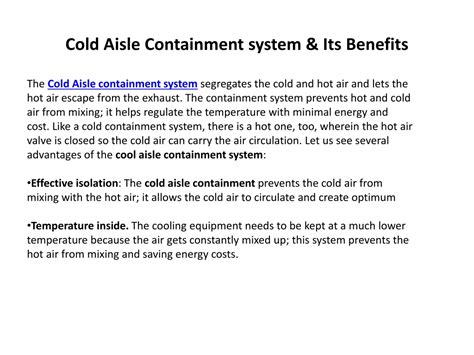 PPT - What is Cold Aisle Containment system & Its Benefits? PowerPoint Presentation - ID:10701320