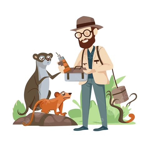 Zoologist Clipart Man In Safari Outfit And Monkey Cartoon Character Vector, Monkey Clipart, Man ...