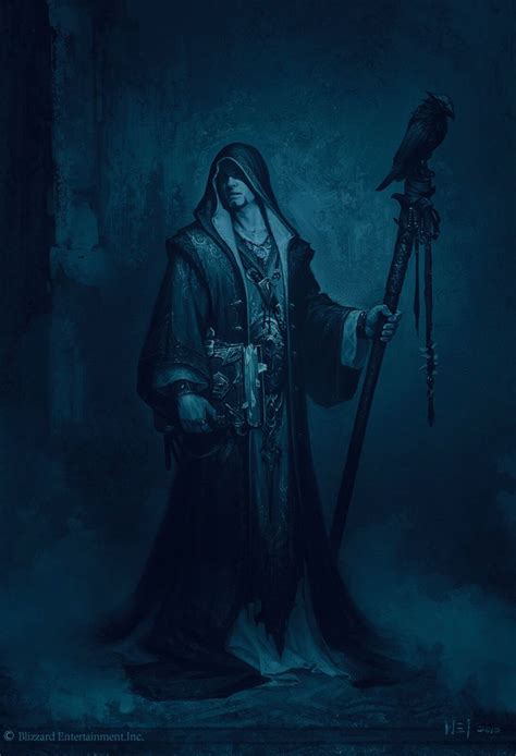 Obligatory deep and dark mage with hooded robes that hide face with a ...