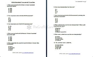 NCAA March Madness Tournament Trivia Quiz Free Printable - The Crafty ...