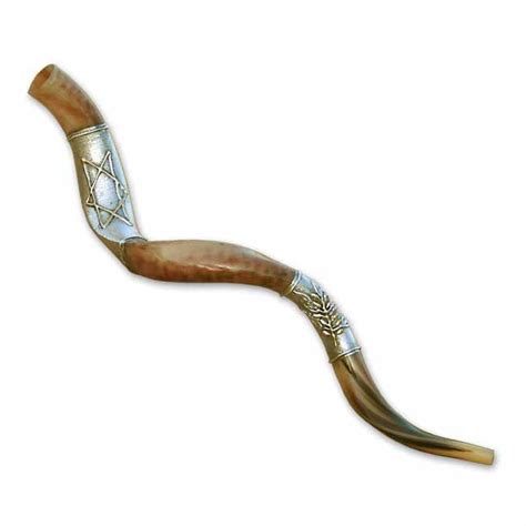 Yemenite Shofar with Silver and Gold Plated designs