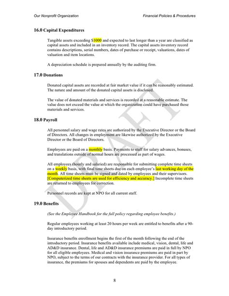 Financial Policy Template