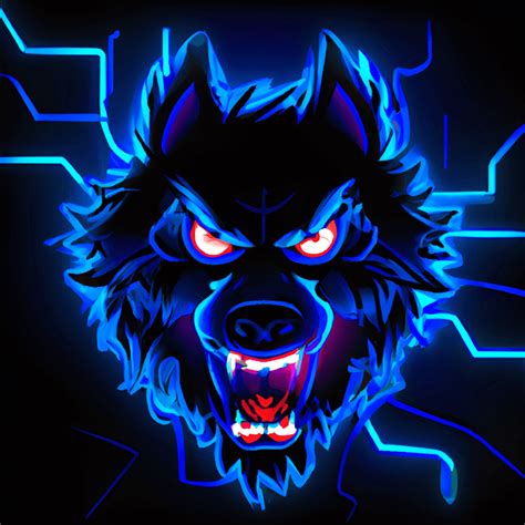 Angry Wolf in Cyberpunk Neon Lite · Creative Fabrica