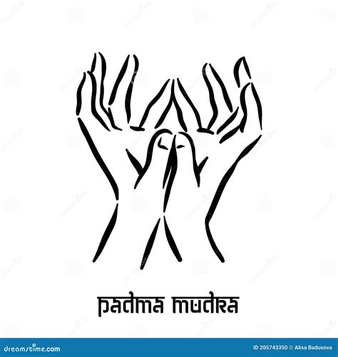 Padma Mudra. Hand Spirituality Hindu Yoga of Fingers Gesture Stock Illustration - Illustration ...