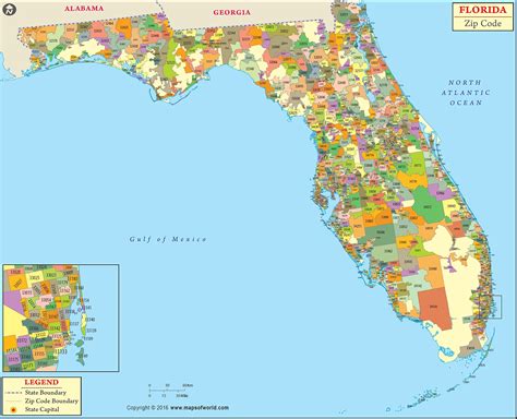 Amazon.com : Florida Zip Code Map - Laminated (36" W x 29" H) : Office ...