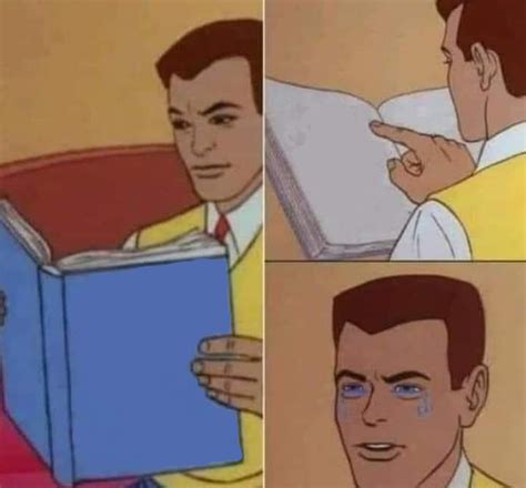 Peter Parker Reading Book & Crying Blank Template - Imgflip