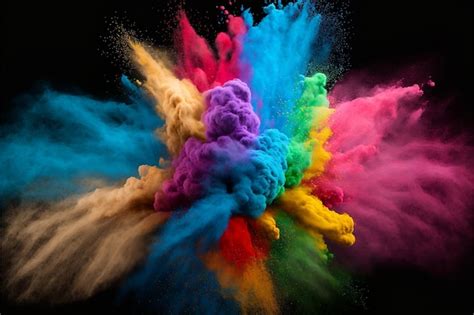 Premium AI Image | Multicolored powder splatted on white background Freeze motion color powder ...