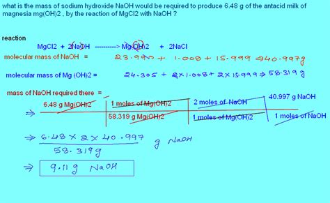 Free Online Help: what is the mass of sodium hydroxide NaOH would be required to produce 6.48 g ...