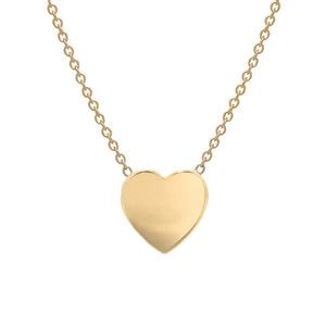 14k Gold Heart Necklace, Solid Gold Heart Necklace - Etsy