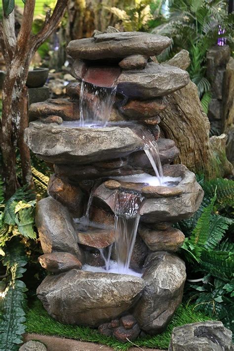 Floor Water Fountain Electric Pump Rock Garden Outdoor Yard Patio Pond Waterfall - Outdoor Fountains