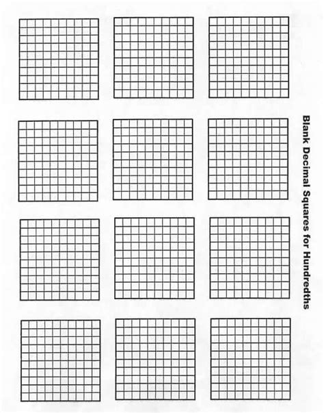 Decimal+Hundredths+Grid+Blank | Decimals, Math school, Math lessons