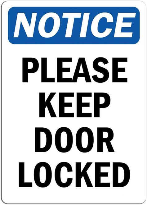 Amazon.com : Notice - Please Keep Door Locked Sign | Label Decal Sticker Retail Store Sign ...