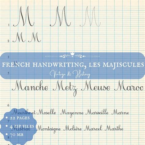 French Cursive Handwriting Schoolbook With Capital Letters, Printable ...