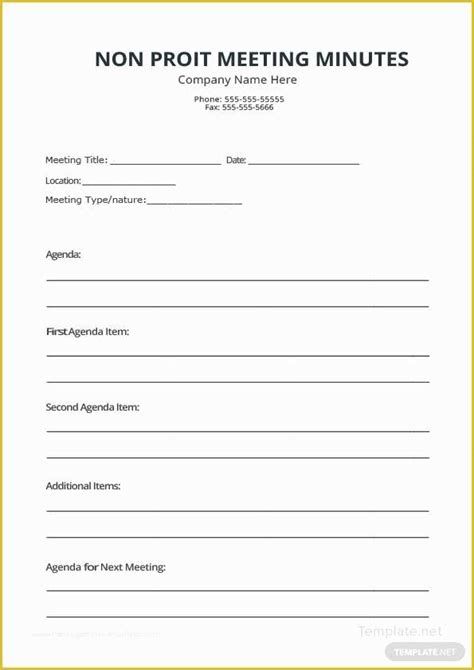 Free Corporate Minute Book Template Of Non Profit Meeting Minutes ...