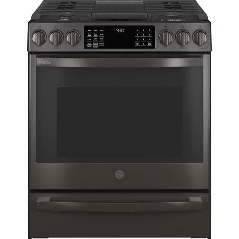 GE Profile 30-inch Slide-In Convection Gas Range with WiFi Connect in Black Stainless | The Home ...