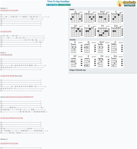 Chord: Time To Say Goodbye - tab, song lyric, sheet, guitar, ukulele ...