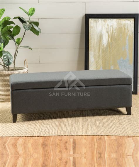 York Fabric Storage Ottoman Bench - Sanfurniture.ae