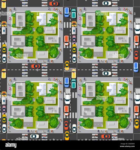 The top view is a map of the city district module block with town infrastructure Stock Vector ...