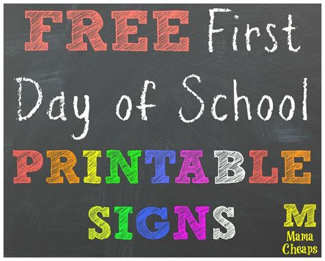 FREE Back to School Printable Chalkboard Signs for First Day of School - Mama Cheaps® | School ...