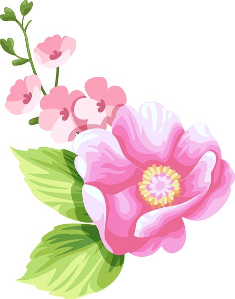 Pink color vector flower png | Color vector, Vector flowers, Flower png images