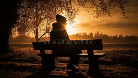 Silhouette of a Person Sitting on a Bench Silhouette of Person Sitting ...