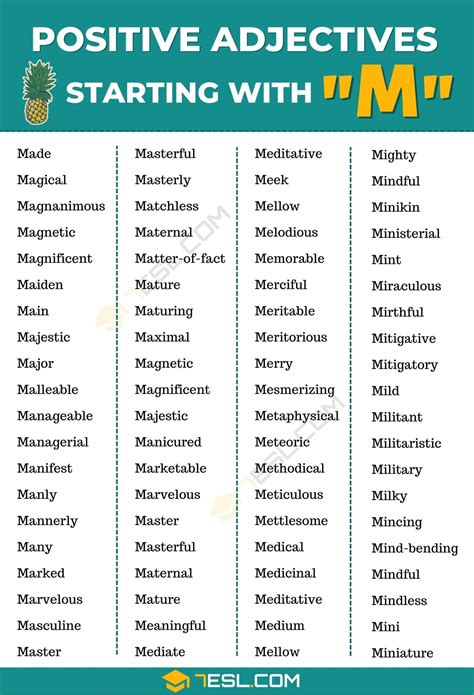 161 Positive Adjectives that Start with M | M Words to Describe Someone ...