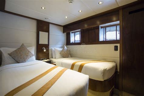 Yacht Interior Bedroom stock image. Image of motor, sheets - 136037999