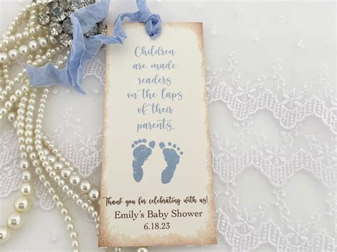 Baby Shower Bookmark Favors Boy Footprints Printed - Etsy