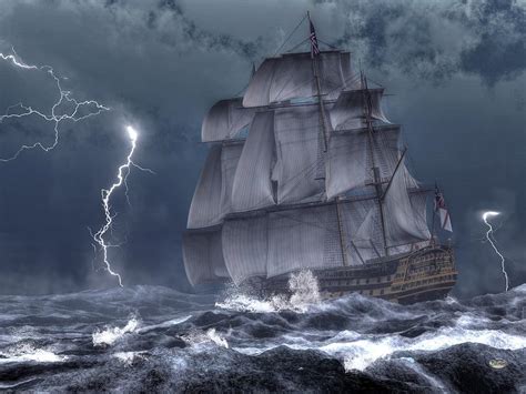 Ship In A Storm Digital Art by Daniel Eskridge