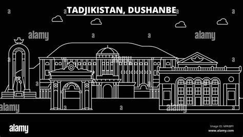 Dushanbe silhouette skyline. Tajikistan - Dushanbe vector city, tajik linear architecture ...