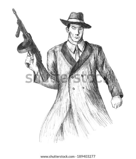 Sketch Illustration Man Holding Gun Stock Illustration 189403277 ...