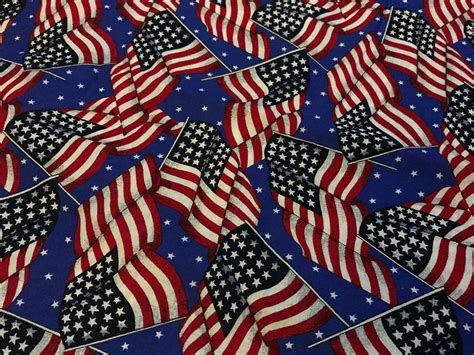 Vintage Novelty American Flags Fabric 44 by 106 inches just | Etsy ...