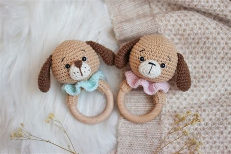 Crochet pattern Baby rattle Puppy