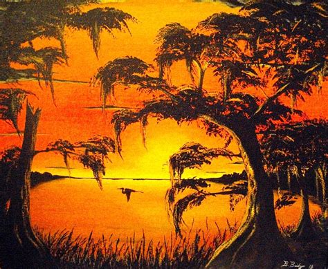 Sunset Bayou Painting by Barry Bridges - Pixels