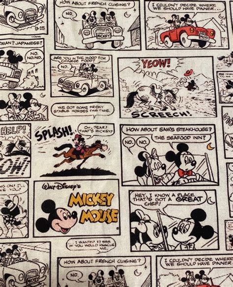 Mickey Mouse Vintage Comic Collage 100% Cotton Fabric By the | Etsy