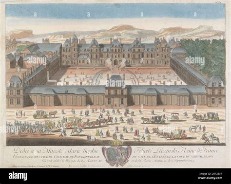 View of the Palace of Fontainebleau, 1725. Found in the Collection of the Etching, watercolour ...