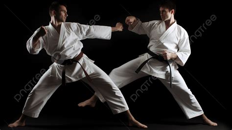 Two Men In White Karate With A Black Background, Picture Of Karate ...