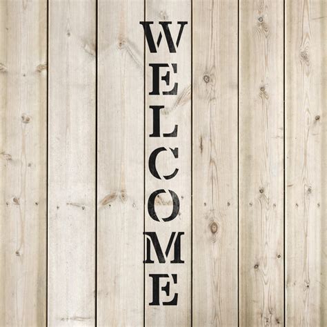 Vertical Sign Welcome Stencil - Laser-cut Sign Stencil Template