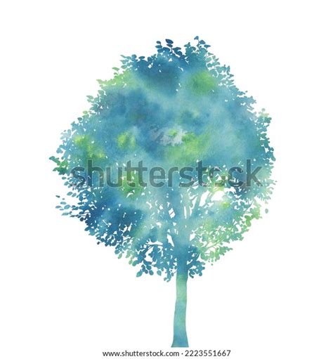 Watercolor Tree Silhouette Isolated On White Stock Illustration ...