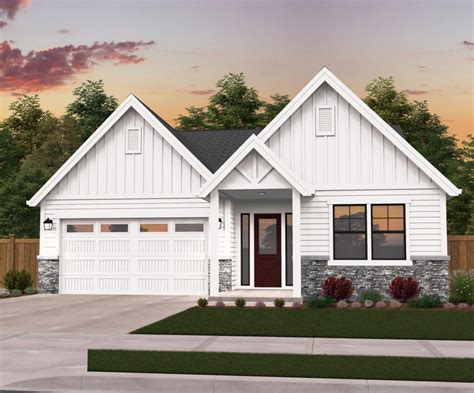 Poplar House Plan | One Story Farmhouse Home Design with Garage - M ...