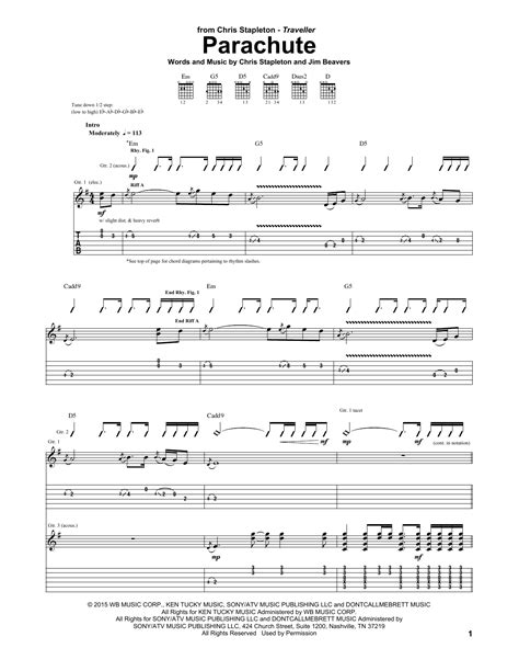 Download Chris Stapleton Parachute sheet music notes that was written for Piano, Vocal & Guitar ...