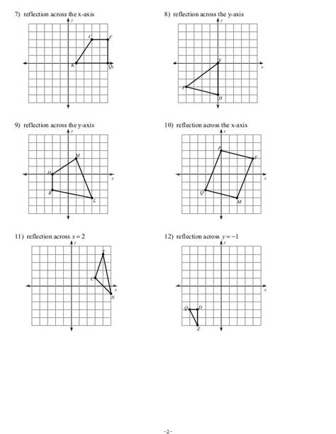 無料ダウンロード reflection over x and y axis worksheet 241099-Reflecting ...