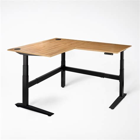 Jarvis L-Shaped Bamboo Standing Desk | Desk, Oak desk, Walnut desks