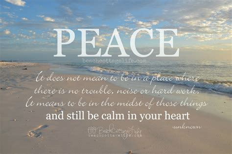 PEACE / Calm in Your Heart Motivational Quote Sunset Coastal Home ...