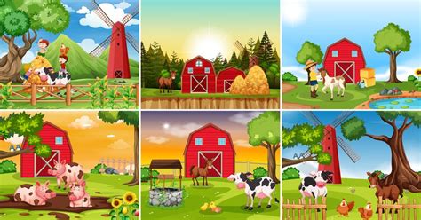 Set of farmland scene 366916 Vector Art at Vecteezy