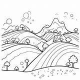 Disegno Di Colline E Alberi Da Disegnare Per Colorare Lo Schizzo Del  sketch template