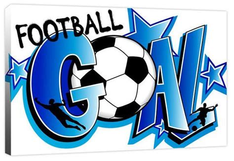 Goal Football Picture Graffiti Boys Sport Footballer Canvas Wall Art Print Framed and Ready to ...