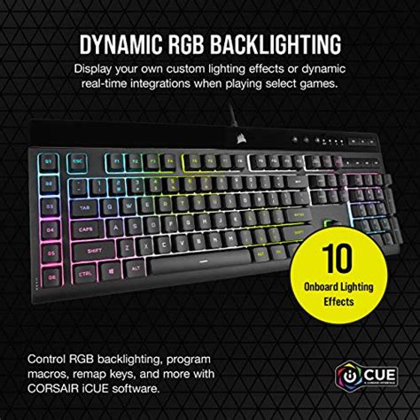 Corsair K55 RGB PRO XT - Dynamic Per-Key RGB Backlighting - Six Macro Keys with Elgato Stream ...