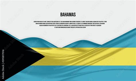 Bahamas flag design. Waving Bahamas flag made of satin or silk fabric ...